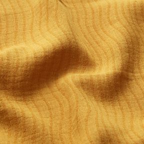 Mezcla de lino y algodón Jacquard Estampado onda – amarillo curry | Retazo 60cm, 
