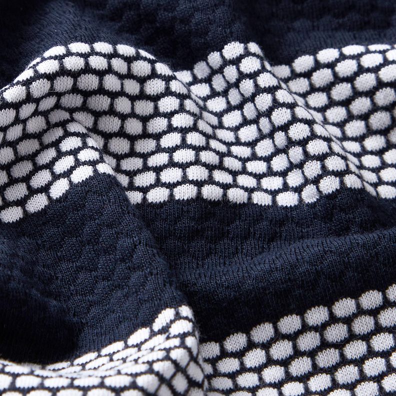Tela de jersey de algodón Rayas punteadas – azul marino/blanco,  image number 2