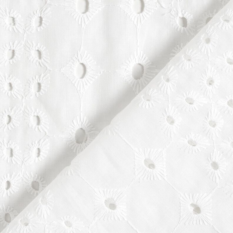 Tela de algodón con adornos bordados con ojales – blanco,  image number 4