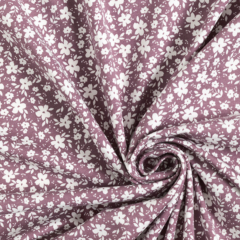 Tela de jersey de algodón Flores bicolor  – rosa viejo oscuro,  image number 3