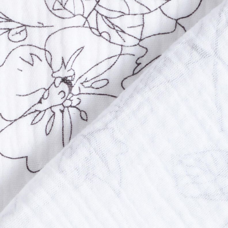 Muselina/doble arruga Prado de flores pintado – blanco/negro,  image number 4