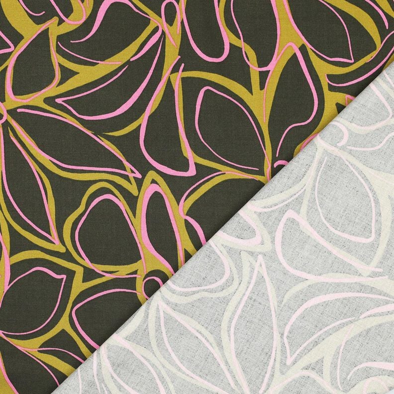 Viscosa el&aacute;stica con flores grandes &ndash; pino oscuro/amarillo aceituna,  image number 4