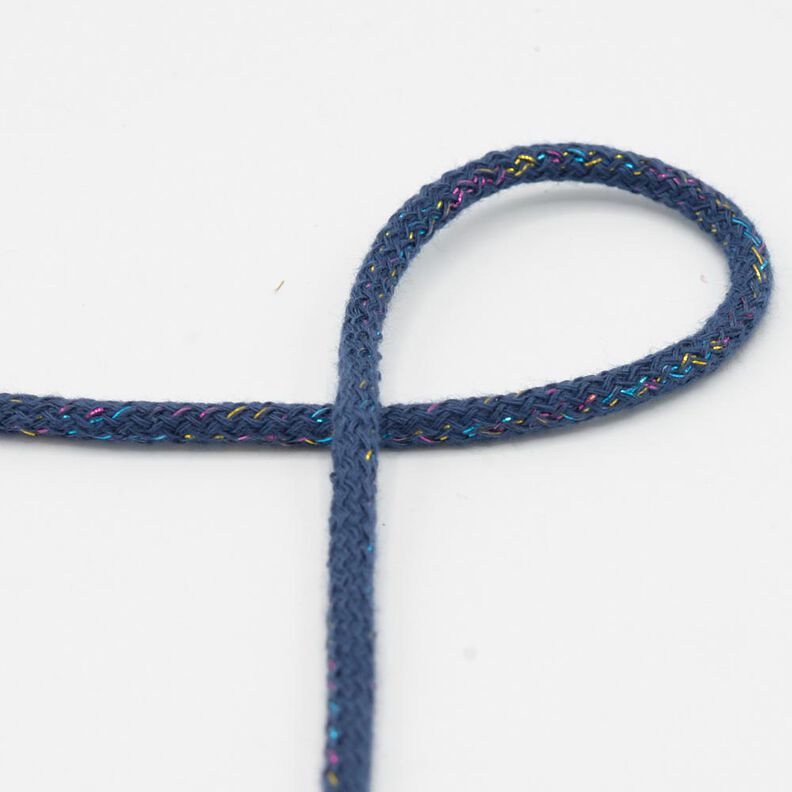 Cordel de algodón Lúrex [Ø 5 mm] – azul vaquero,  image number 1