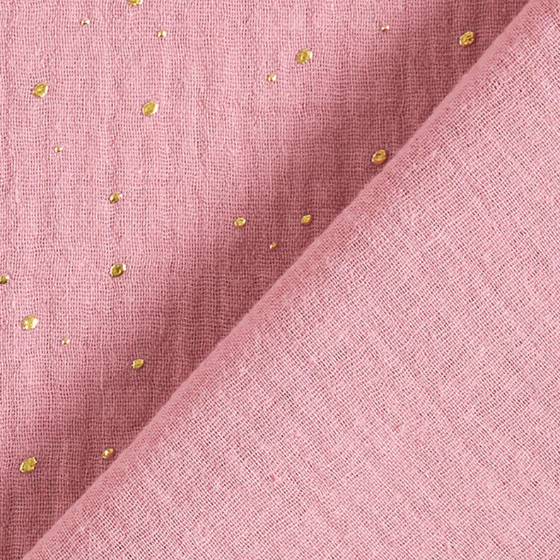 Muselina de algodón con manchas doradas dispersas – rosa/dorado,  image number 4