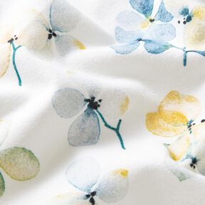 Tela de jersey de algodón Flores de acuarela Impresión digital – marfil/azul claro, 