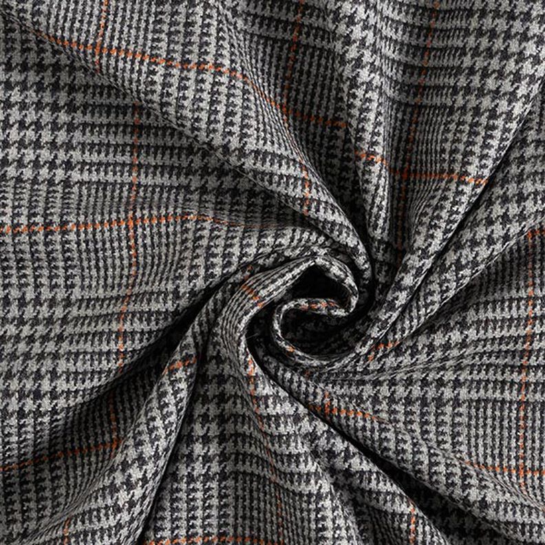 Tela de lana Príncipe de Gales – gris oscuro/naranja,  image number 5