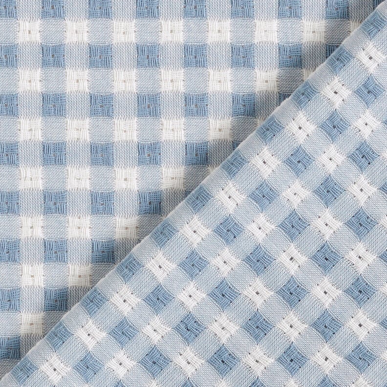 Tela de algodón con estructura a cuadros – blanco/azul claro,  image number 5