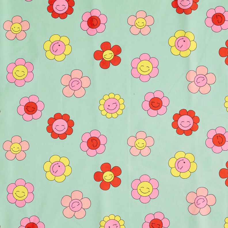 Algod&oacute;n revestido Flores alegres | Poppy Fabrics &ndash; menta/amarillo lim&oacute;n,  image number 1