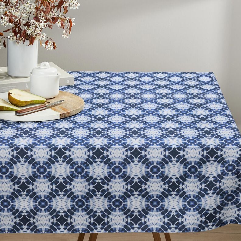 Tela decorativa Lona Círculos batik – índigo/blanco,  image number 8