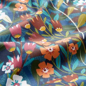 Algod&oacute;n revestido Mezcla de flores &ndash; petroleo/borgo&ntilde;a, 