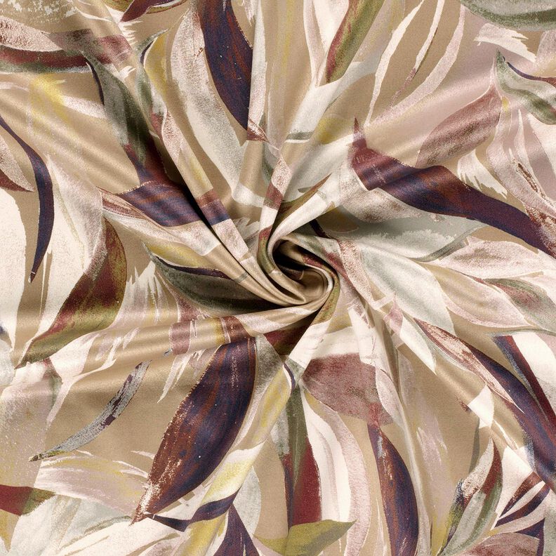 Tejido de hojas de terciopelo elástico – moca/burdeos,  image number 3