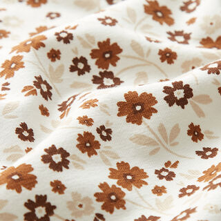 Tela de jersey de algodón Flores en el prado  – blanco lana, 