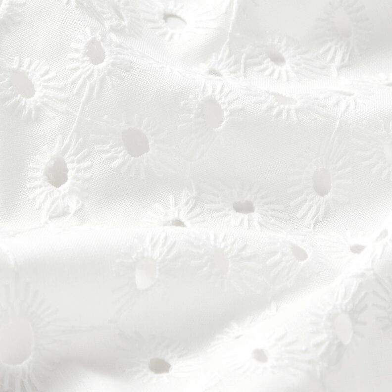 Tela de algodón con adornos bordados con ojales – blanco,  image number 2
