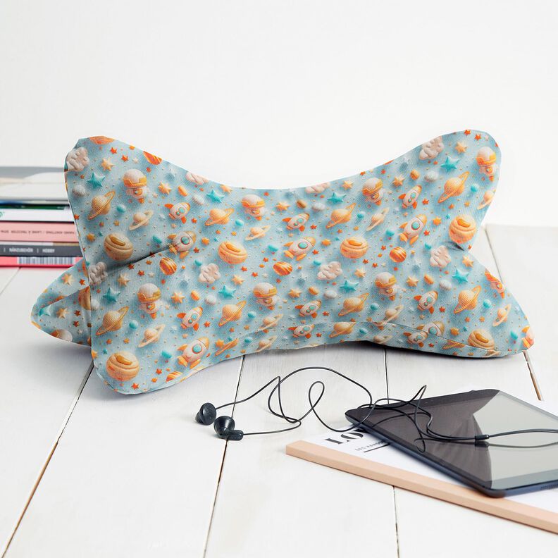 Popelina de algodón Universo Impresión digital – azul claro,  image number 6