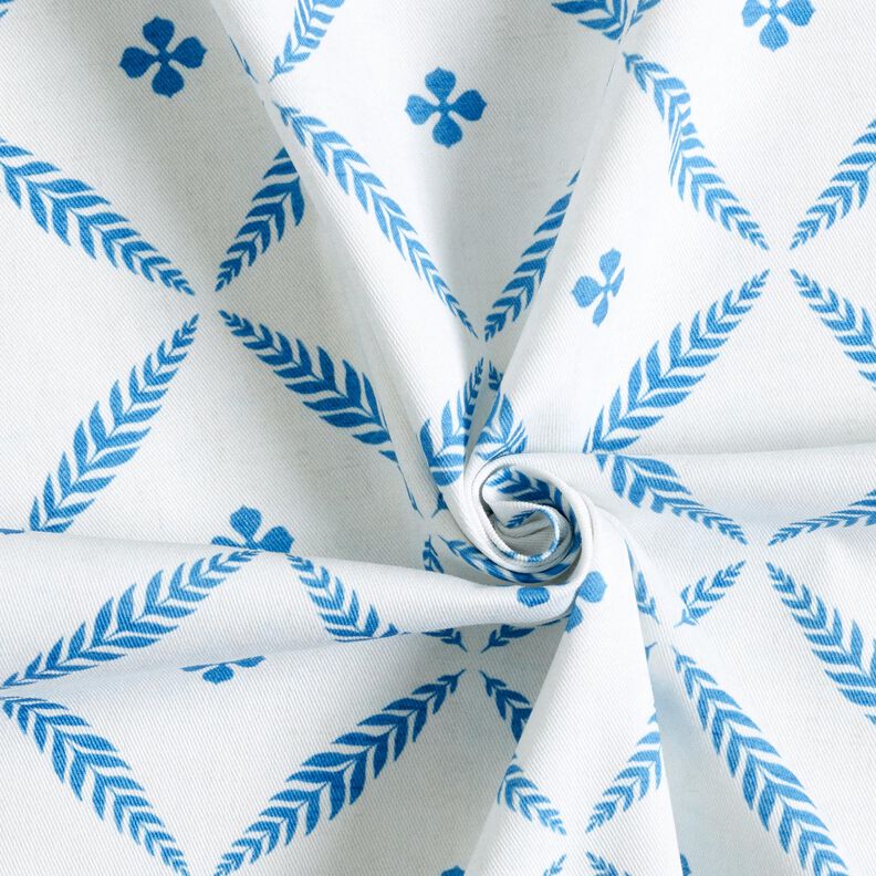 Tela decorativa Sarga de algodón Diamantes elegantes  – blanco/azul,  image number 3