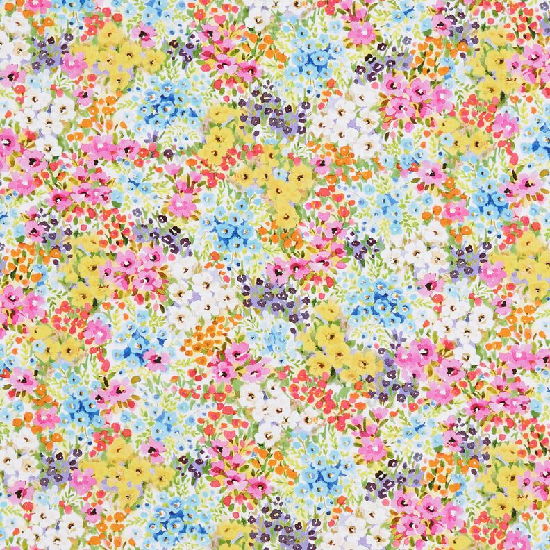 Tela de algodón Popelina Flores coloridas – lavanda/azul,  image number 1