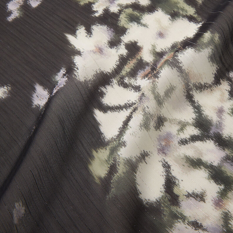 Chifón con rayas brillantes y aspecto batik – negro/blanco,  image number 3