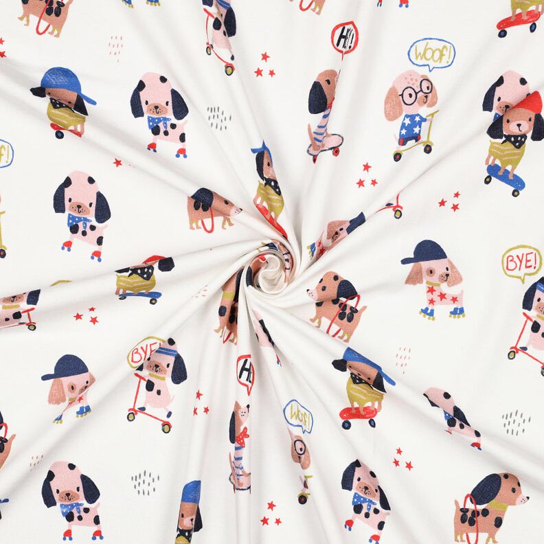 Tela de jersey de algodón Perro patinador Impresión digital | Poppy Fabrics – marfil/rosa dorado,  image number 3