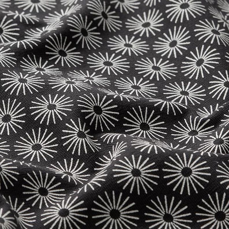 Tela de jersey de algodón brillan las flores – negro,  image number 2