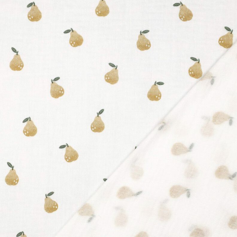 Muselina/doble arruga Pera Impresión digital | Poppy Fabrics – blanco/amarillo aceituna,  image number 4