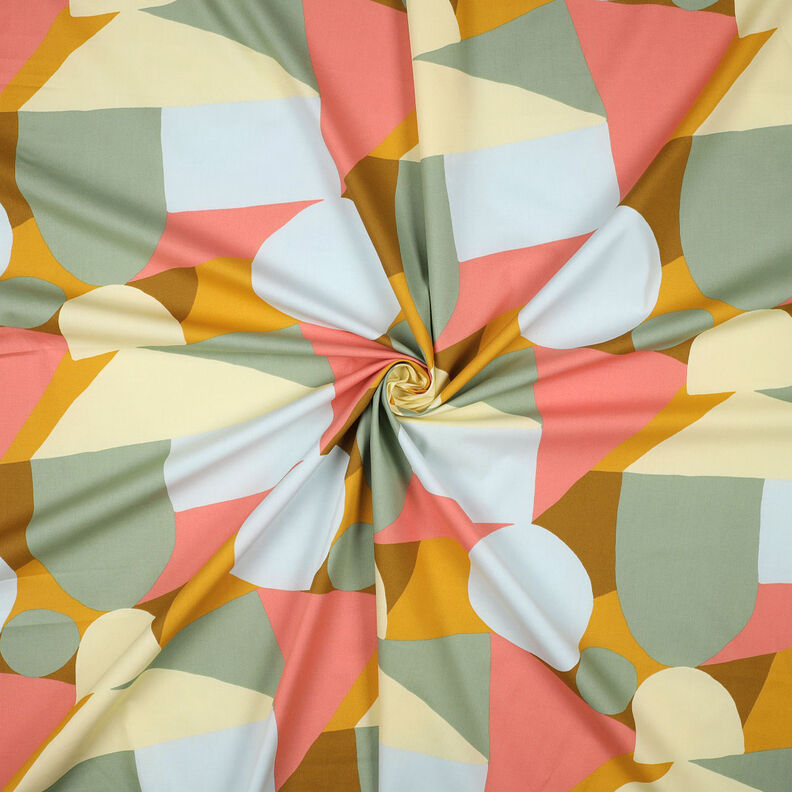 Popelín de algodón formas abstractas | Nerida Hansen – oliva/langosta,  image number 3