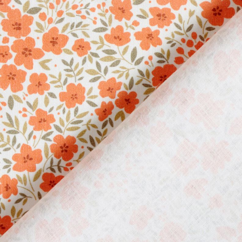 Tela decorativa Satén de algodón Mar de flores – naranja melocotón/blanco,  image number 4