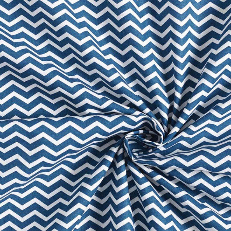 Tela de algodón Cretona Zig zag – azul marino/blanco,  image number 4
