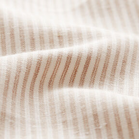 Mezcla de lino y algodón Rayas estrechas – beige/blanco lana | Retazo 50cm, 