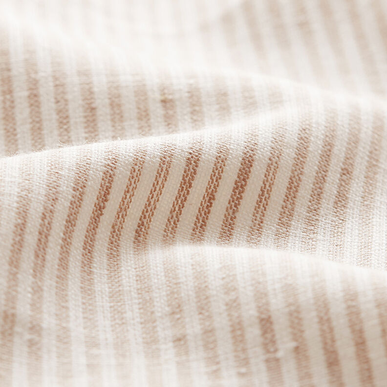 Mezcla de lino y algodón Rayas estrechas – beige/blanco lana,  image number 2