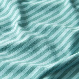 Tela de jersey de algodón Rayas delgadas – menta/azul claro, 