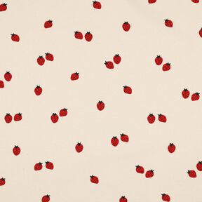 GOTS Tela de jersey de algodón Fresas | Poppy Fabrics – beige claro/carmín, 