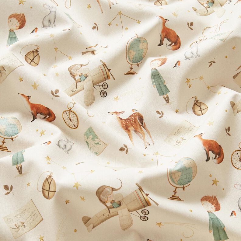 Popelina de algodón Pequeño explorador Impresión digital – marfil,  image number 2