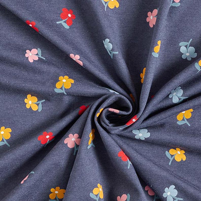 Tela de jersey de algodón Florecitas – azul marino,  image number 4