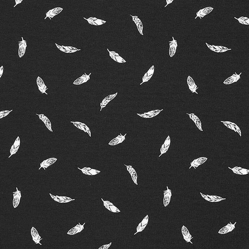 Tela de jersey de algodón Plumas – negro,  image number 1