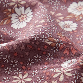 Tela de jersey de algodón Prado con flores – rosa viejo oscuro, 