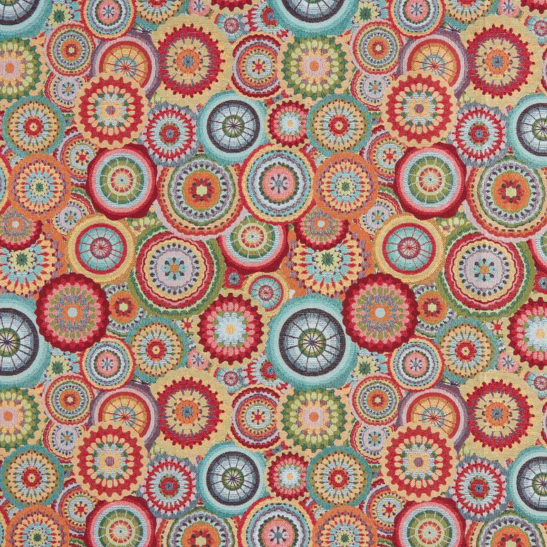 Tela decorativa Tapiz Círculos mandala – beige claro/rojo,  image number 1