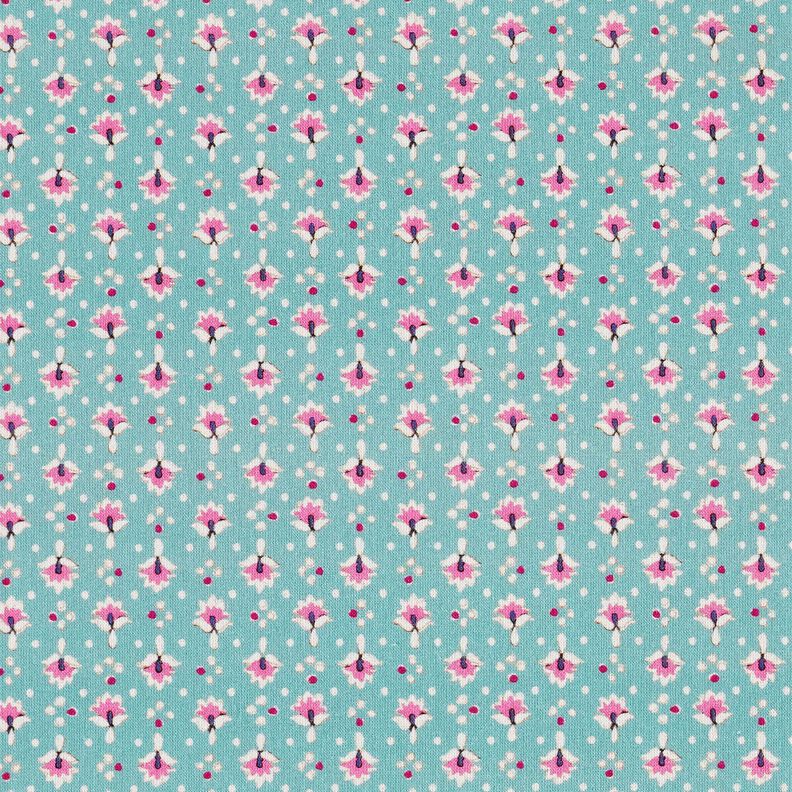 Tela de algodón Popelina Pequeños adornos – menta/morado pastel – menta/violeta pastel,  image number 1