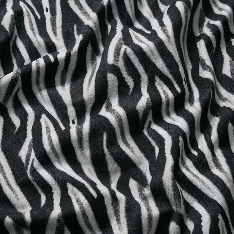 Felpa francesa con estampado digital de cebra cepillada – negro/plateado,  image number 2