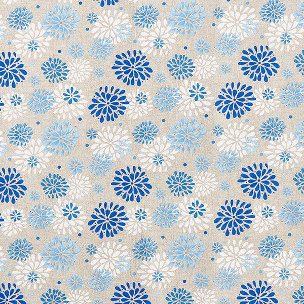 Tela decorativa Lona Flores – azul/blanco,  image number 1
