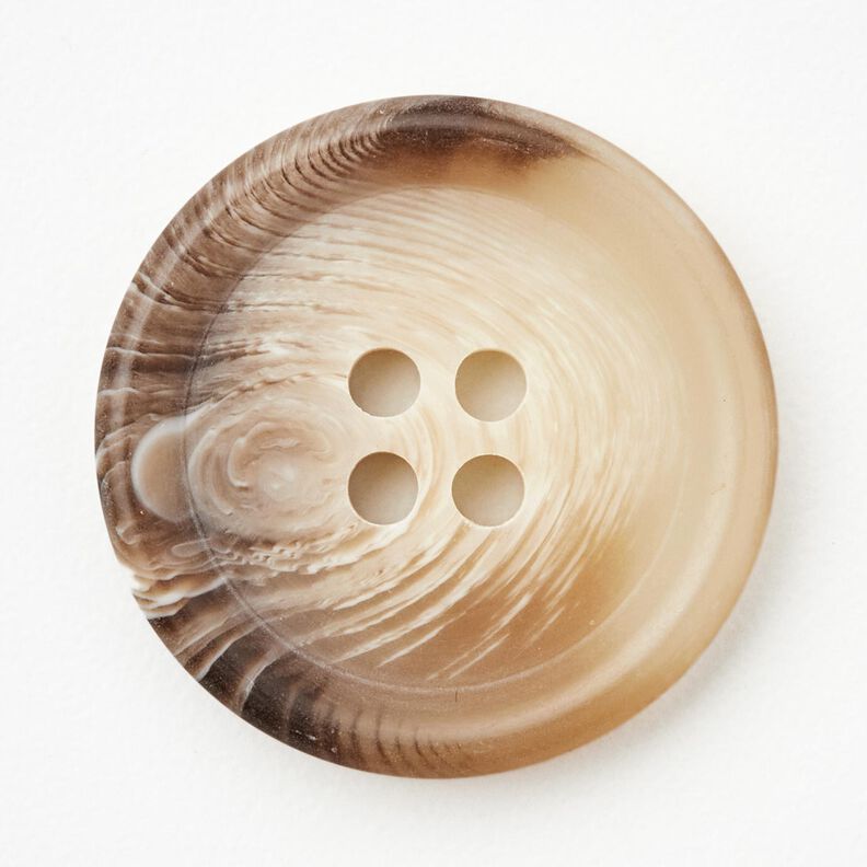 Botón redondo de 4 agujeros [Ø 25 mm] – naturaleza/marrón oscuro,  image number 1