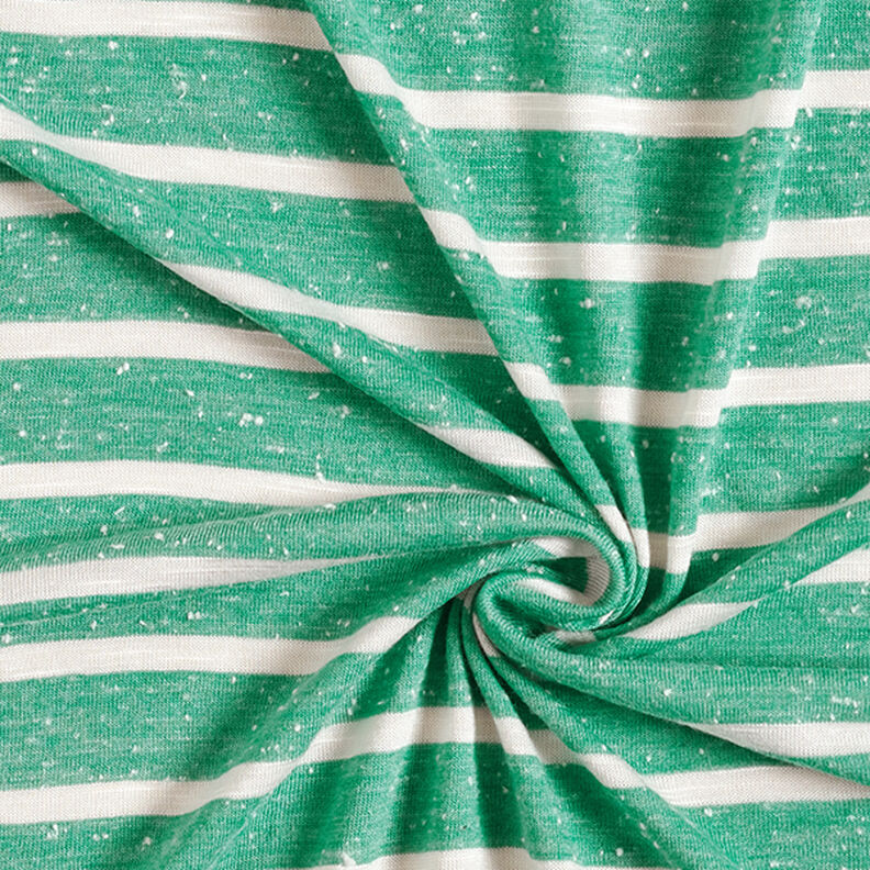 Tela de jersey de viscosa rayas horizontales – verde esmeralda/blanco,  image number 3