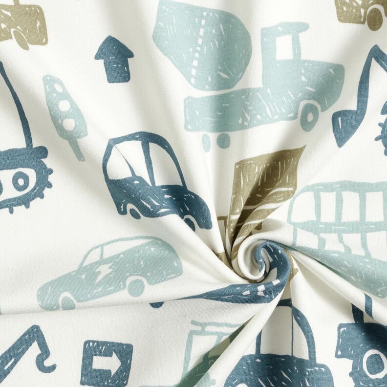 Felpa francesa veraniega Veh&iacute;culos garabateados &ndash; blanco/azul,  image number 3