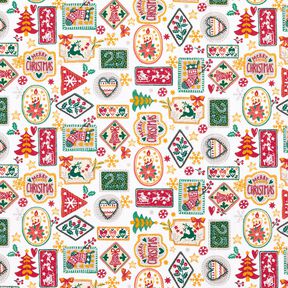 Tela de algodón Popelina Fotografías de Navidad – blanco/carmín, 