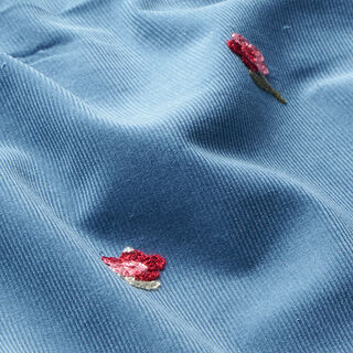 Pana de bebé Diseño de bordado de flores pequeñas – azul metálico, 