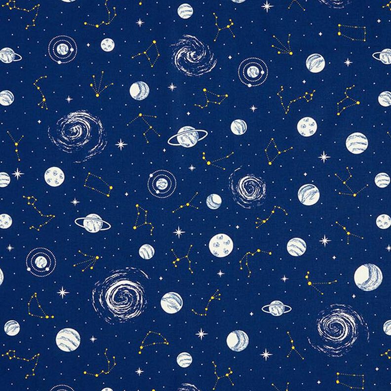 Tela decorativa Constelaciones Brilla en la oscuridad – azul marino/amarillo claro,  image number 11