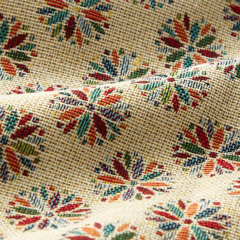 Tela decorativa Tapiz Mandalas de flores pequeñas – beige claro/rojo,  image number 2