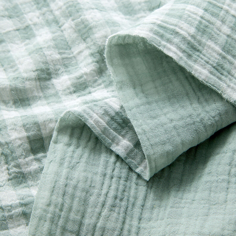 Muselina/doble arruga Hilo de cuadrados Vichy teñidos – caña/blanco,  image number 2