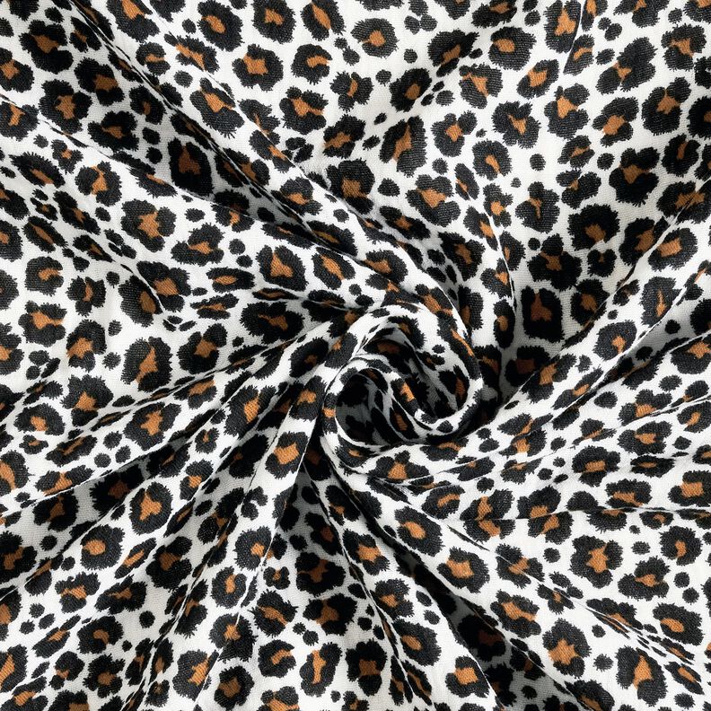 Muselina/doble arruga Estampado de leopardo – blanco/negro,  image number 3