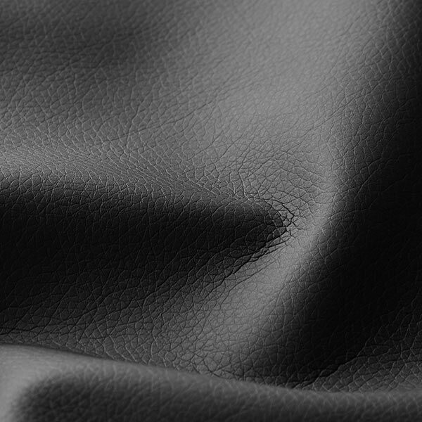 Tela de tapicería imitación de piel apariencia natural – negro – Muestra,  image number 2