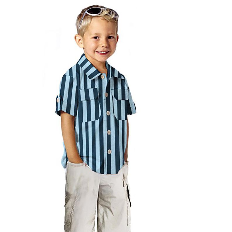 Franela de algod&oacute;n Bloques de rayas &ndash; &iacute;ndigo/azul claro,  image number 5